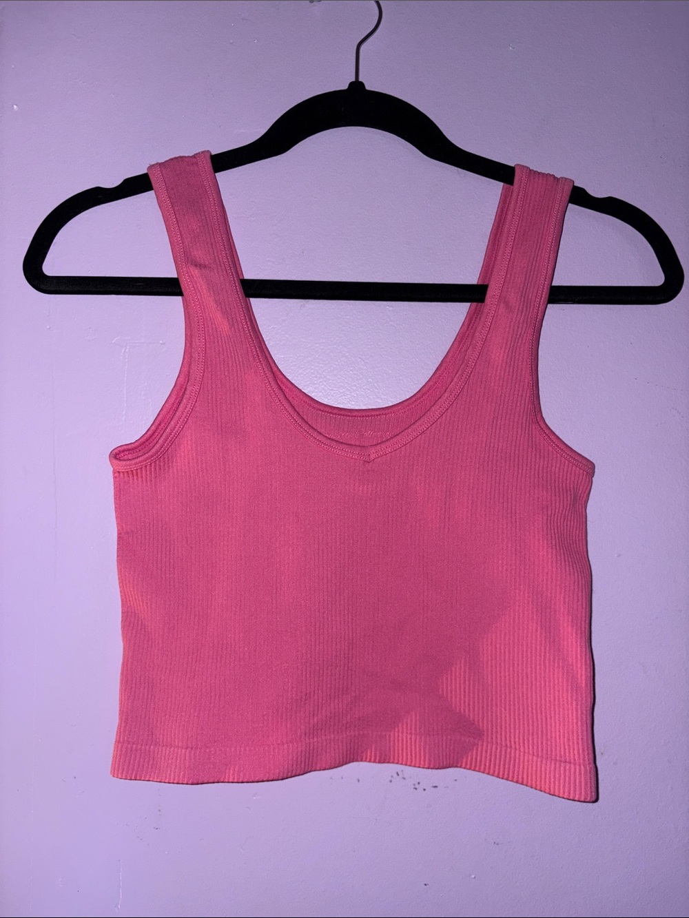 Pink Ribbed Tank Crop Top - Women's Sleeveless Shell